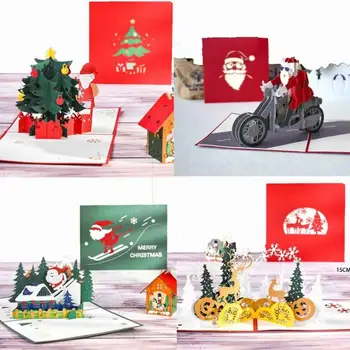 Новые 3D-открытки с Рождеством Христовым, Рождественская елка, Зимний подарок, всплывающие открытки, Рождественские украшения, Наклейки, Новогодние Поздравительные открытки 2023 года