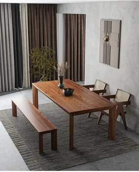 Обеденный стол из массива ясеня Nordic home, простой современный стол, креативный дизайнерский стол для переговоров, длинный верстак