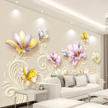 обои wellyu на заказ 3d современный минималистичный рельеф цветок магнолии креативный фон для телевизора фоновая стена для гостиной спальни