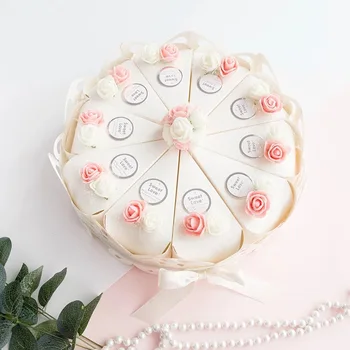 оптовые Коробки конфет Sweet Butterfly White Cake с розовыми/ фиолетовыми/белыми цветами, креативные подарочные коробки для свадебных вечеринок, 50 шт.