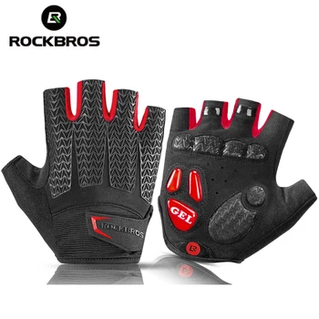 Официальные Велосипедные перчатки Rockbros с нескользящей гелевой накладкой на половину пальца, Дышащие Мотоциклетные перчатки для MTB велосипеда, перчатки