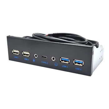 Передняя панель USB 3.0 для ПК USB 3.1 Type C + 2x USB3.0 + 2x USB2.0 Концентратор + HD Аудио 3,5 мм + Микрофон для наушников для 5,25 