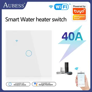 Переключатель Wi-Fi водонагревателя Tuya Smart Home EU 40A Luxuray Стеклянная панель Сенсорный датчик синхронизации Голосовое управление через Alexa Google Home