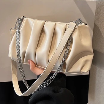 Плиссированная дизайнерская роскошная сумка из искусственной кожи, сумки на цепочке для женщин, дорожные сумки, женская сумка-тоут, тренд 2023 года