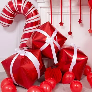 Подарочная коробка с Рождеством Христовым из 3 предметов Воздушные шары из леденцовой трости Воздушные шары из леденцовой ветряной мельницы Баллоны из алюминиевой пленки Рождественский декор для рождественского воздушного шара