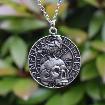 Подвеска в виде черепа ворона из скандинавской мифологии, ожерелье викингов Odin's Ravens odin