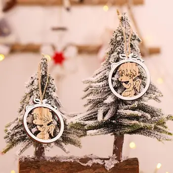 Подвесной кулон, Однотонные рождественские украшения, Экологичный домашний декор, Нежные подвесные украшения из дерева Рождественской елки