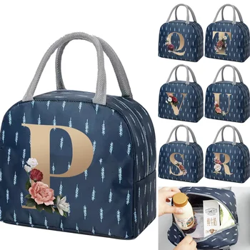 Портативная изолированная холщовая сумка для ланча с золотыми буквами, термосумка для пикника, для школьников, Удобные сумки для ланча, коробка для завтрака