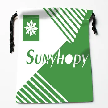 Присылайте фотографии Sunyhopy Brand Art Логотип Сумки на шнурке Подарочная сумка с принтом Дорожная сумка для хранения одежды 18x22 см Атласная ткань