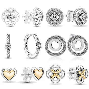 Распродажа LR, серьги-сердечки из серебра 925 пробы в стиле Пан, женские серьги-гвоздики с цветами для пирсинга ушей, ювелирные изделия для пар, тренд 2022 года