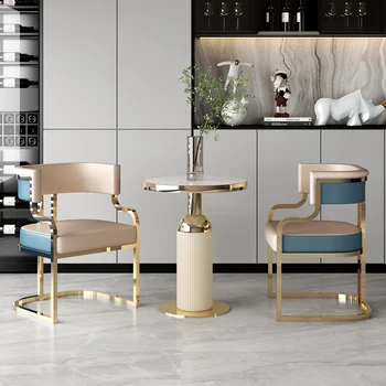 Роскошные обеденные стулья из золотистого металла, Офисная кожа, Ресторанное Эргономичное Элегантное кресло, Дизайнерская мебель Muebles De Cocina для помещений
