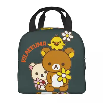 Симпатичная сумка для ланча Rilakkuma, женская теплая сумка-холодильник, изолированные ланч-боксы для учащихся школы