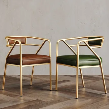 Скандинавские обеденные стулья для гостиной, Современный Роскошный салон, Эргономичные Кожаные стулья для спальни, Золотые ножки, Дизайнерская мебель для обеденного стола Cadeira