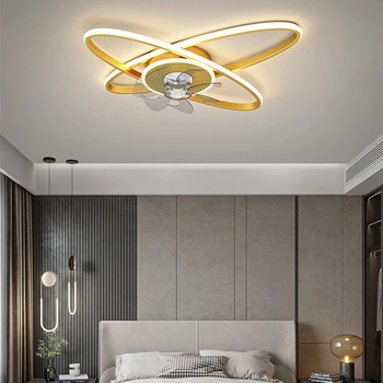 Современный и минималистичный Nordic Light, Роскошное Встроенное Атмосферное потолочное осветительное оборудование для спальни с интеллектуальными вентиляторами