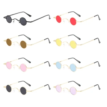 Солнцезащитные очки с многоцветными линзами в ультрамалой оправе, солнцезащитные очки в круглой оправе, Европейские и американские солнцезащитные очки с индивидуальностью