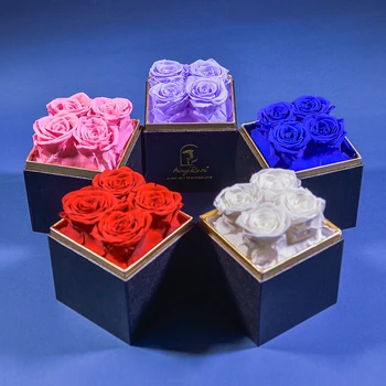 Сохраненная Роза В квадратной коробке, настоящие Вечные цветы Розы, Подарочная коробка, Романтический Свадебный Подарок на День Святого Валентина для подруги Женщины