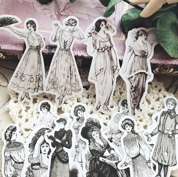 Старинные Наклейки Европейская Ретро Женская Индивидуальность Модный Дизайн Платья DIY Альбом Для Скрапбукинга Декоративные Наклейки
