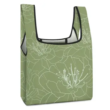 Сумка с верхней ручкой, складные сумки для покупок с индивидуальным рисунком, большая сумка для еды в зеленую полоску, сумка большой емкости для отдыха, дорожная сумка