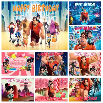 Тематический фон Disney Wreck It Ralph, фон для детского дня рождения, Мультяшная Кукла, украшение для фотостудии, Реквизит