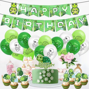 Украшение вечеринки по случаю Дня рождения в стиле Зеленой Черепахи, Вечеринка по случаю Дня Рождения Мальчика-черепахи и Девочки, Летняя Вечеринка по случаю Дня Рождения ребенка-Черепахи 1-го, 2-го, 3-го