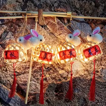 Фестивальный фонарь Праздничный декор для дома Очаровательный бамбуковый фонарь ручной работы для фестиваля середины осени Портативный светящийся в китайском стиле