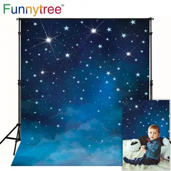Фон для фотосъемки в сказке Funnytree Space blue boy stars shine photo background photophone photozone vinyl photocall