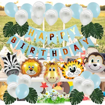 10-дюймовые воздушные шары на день рождения с животными в джунглях, флаг с рыбьим хвостом, воздушные шары на тему леса для вечеринки по случаю дня рождения, украшения для душа ребенка