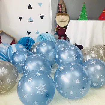 100шт латексные шары толщиной 12 дюймов 3,2 г с серебристым принтом в виде снежинок, Хромированные воздушные шары с гелием, Globos, декор для детского Дня рождения