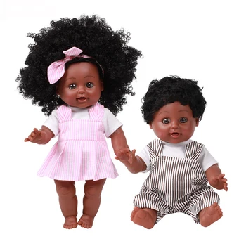 12-дюймовая африканская кукла в одежде, 30-сантиметровая виниловая кукла-возрождение, имитирующая куклу-мальчика, Модель куклы в сопровождении интерактивных игрушек для детей