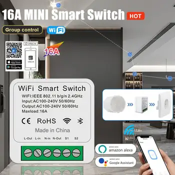 16A Mini Wifi Smart Switch Light 2-Полосный Модуль Включения-Выключения Беспроводной Дистанционный Голосовой Таймер Для приложения eWeLink Google Home Alexa