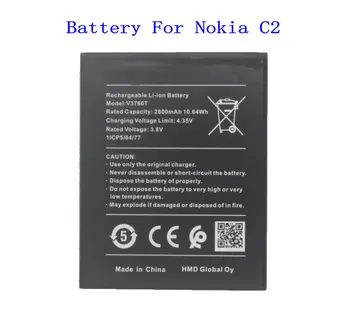 1x Новый аккумулятор V3760T емкостью 2800 мАч для мобильного телефона Nokia C2 с аккумуляторами V3760T