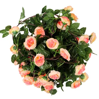2,2 М 22 Розы, Искусственные цветы из розовой лозы Для украшения стен, Настоящий шелковый цветочный шнур, Романтические принадлежности для свадебной вечеринки
