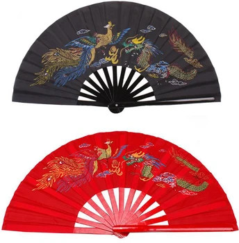 2 цвета бамбук черный/красный дракон-феникс кунг-фу тай-чи вентиляторы боевые искусства производительность фитнес тайцзи вентилятор с сумкой высокое качество