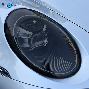 2 Шт Защитная пленка для автомобильных фар с дымчато-черным оттенком, Виниловая прозрачная наклейка из ТПУ для Porsche 911 992 2019 2020 2021
