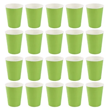 20 бумажных стаканчиков (9 унций) - однотонная посуда для празднования дня рождения (зеленый)