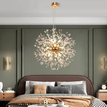 2021 новая современная хрустальная люстра в виде одуванчика, Подвесной светильник для гостиной, столовой, украшения дома Qyartistry