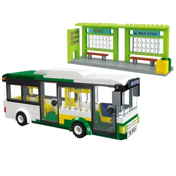 2022 Городской Креативный автобус Модель автобусной остановки Строительный блок Кирпичи Детские игрушки Рождественские подарки