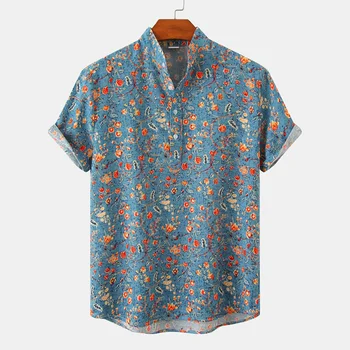 2023 Летняя Новая Гавайская рубашка с коротким рукавом и цветочным рисунком, Мужская Пляжная Повседневная Одежда для отдыха, 3XL