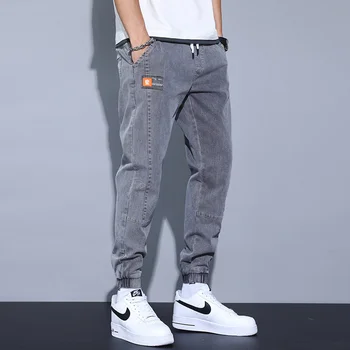 2023 Новые мужские свободные джинсовые брюки с ремешком Harlan, повседневные универсальные модные мешковатые джинсы для мужчин, уличная одежда