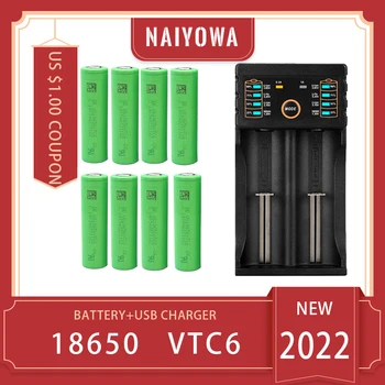 2023 Новый оригинальный аккумулятор 3,7 В 3000 мАч 18650 для us18650 Sony VTC6 30A игрушки инструменты фонарик батарея + USB Charger3