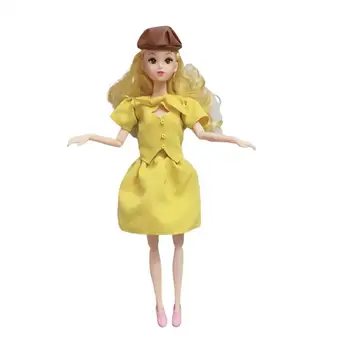 3 шт./компл. Кукольная Одежда Мини Элегантное Платье Из Ткани Мода 30 СМ Принцесса Кукла Платье со Шляпой для Ребенка