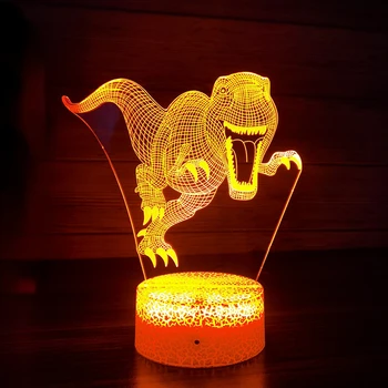 3D Динозавр Ночник Детская 7-цветная настольная лампа для мальчиков, украшение спальни, ночник, светодиодные игрушки-динозавры, подарки