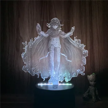 3D Ночник Аниме Kokichi Oma Danganronpa V3: Убивающая Гармония Рисунок 7 Цветов Сенсорная Оптическая Иллюзия Настольная Лампа Подарочная комната