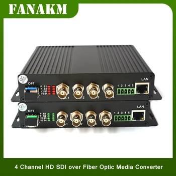4-Канальный Медиаконвертер HD SDI По Оптоволокну, Видео Аудио Ethernet По Оптоволокну С Оптическим Модулем LC 2SFP для Камеры HD SDI