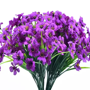 5 головок фиолетовых искусственных цветов, похожих на арлифит, для наружного декора, устойчивых к ультрафиолетовому излучению искусственных растений на крыльце снаружи, свадебное украшение.