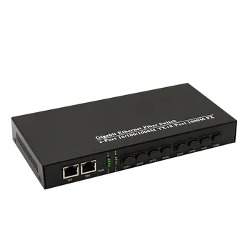 8SFP 2RJ45 10/100/1000 М Гигабитный приемопередатчик 8 портов 1.25 G SFP коммутатор Gigabit Ethernet Волоконно-оптический медиаконвертер