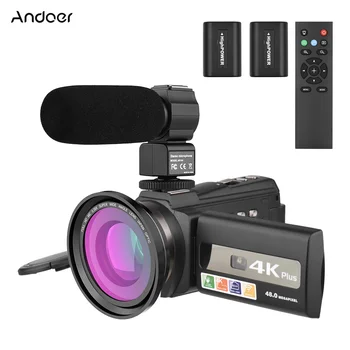 Andoer 4K/60FPS 48MP WiFi Цифровая Видеокамера с 16-Кратным Зумом, 3-дюймовый Сенсорный Экран, ИК-Инфракрасное Крепление для Холодного Башмака