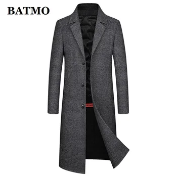 BATMO 2020, новое поступление, осенне-зимний шерстяной тренч на белом утином пуху с подкладкой X-long для мужчин, мужское шерстяное длинное пальто, плюс размер 9617