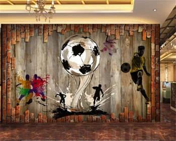 beibehang papel de parede 3D обои ностальгическая кирпичная стена футбольное приспособление настенная фреска из папье-маше 3d обои для стен 3 d