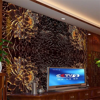 beibehang На заказ любого размера 3D Фарфоровый ветер Золотой Лотос обои для телевизора в спальне украшение дома фрески обои